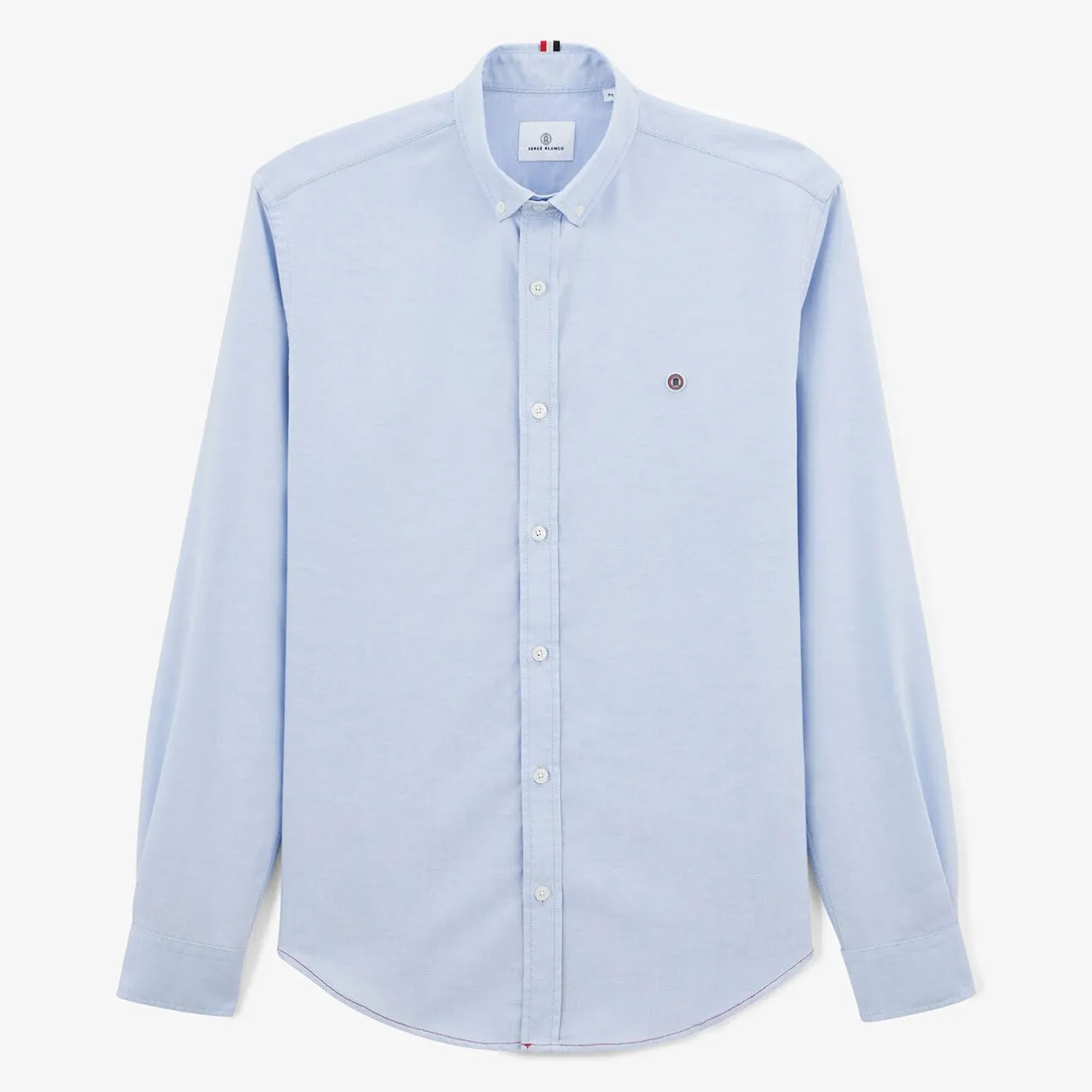 Chemises>SERGE BLANCO Plain sky blue long sleeve cotton shirt CIEL