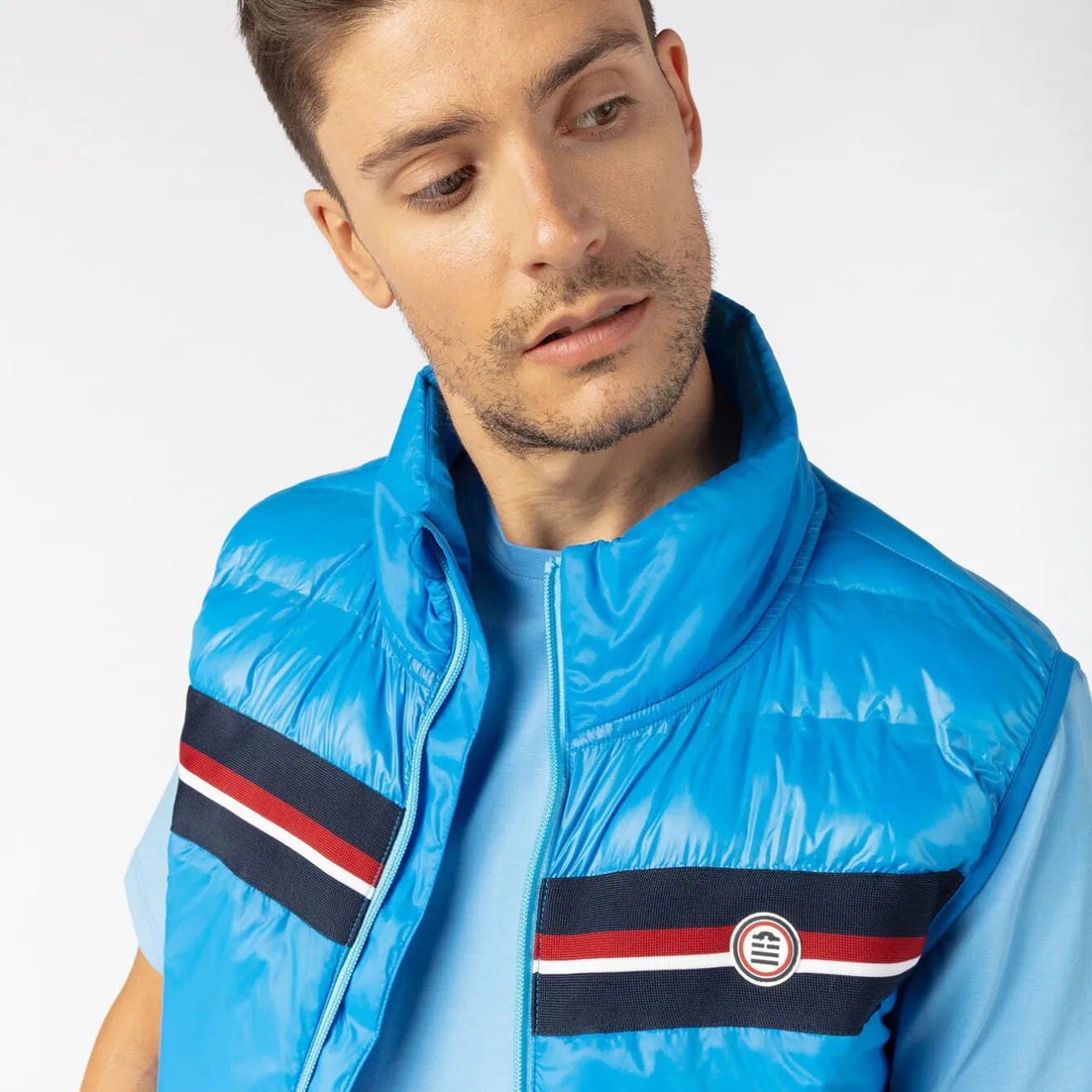 Manteaux Et Vestes>SERGE BLANCO PLAY azure blue sleeveless down jacket GAZON