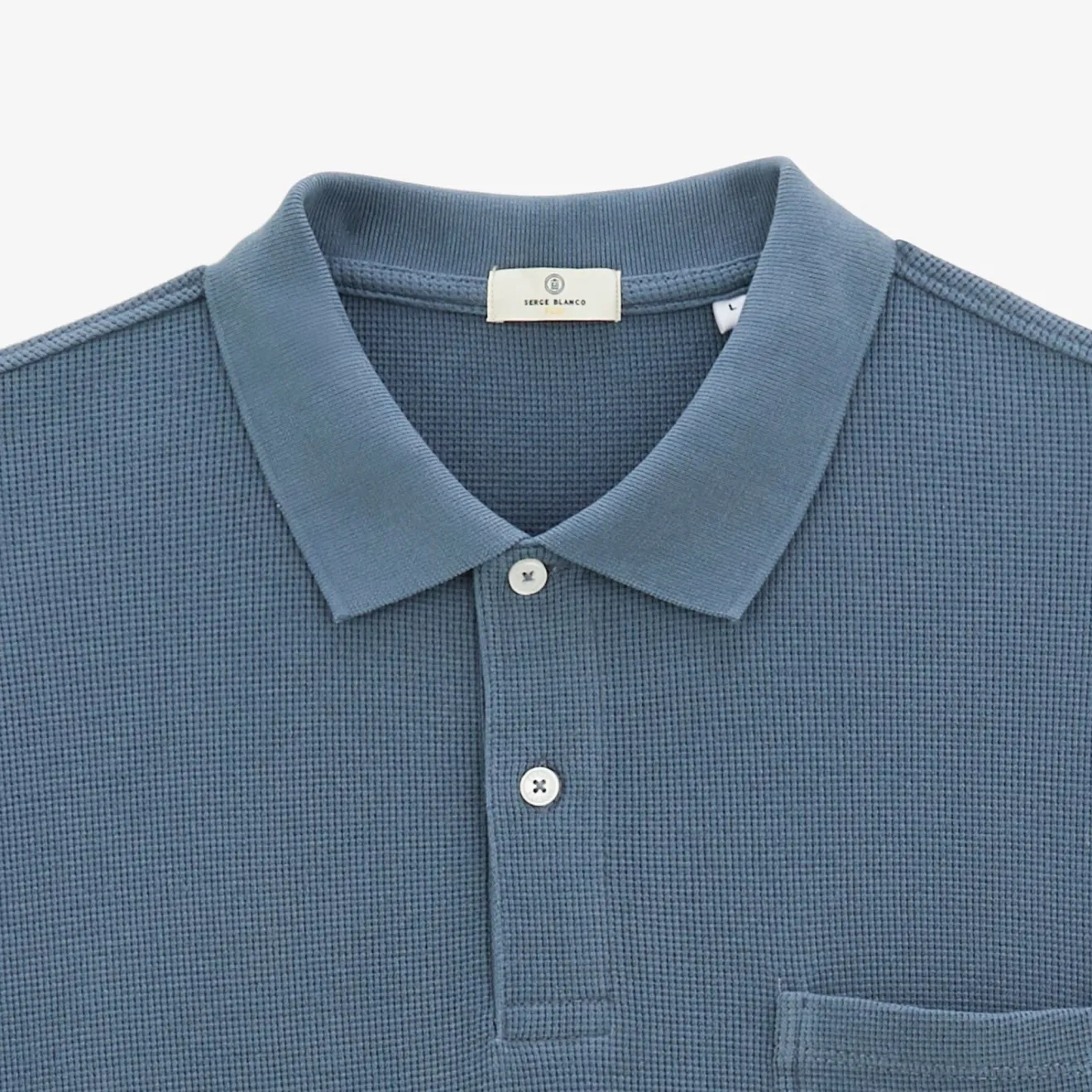 Ligne Play|Polos>SERGE BLANCO Polo Logan Gaufrette Denim Blue Men | dark navy