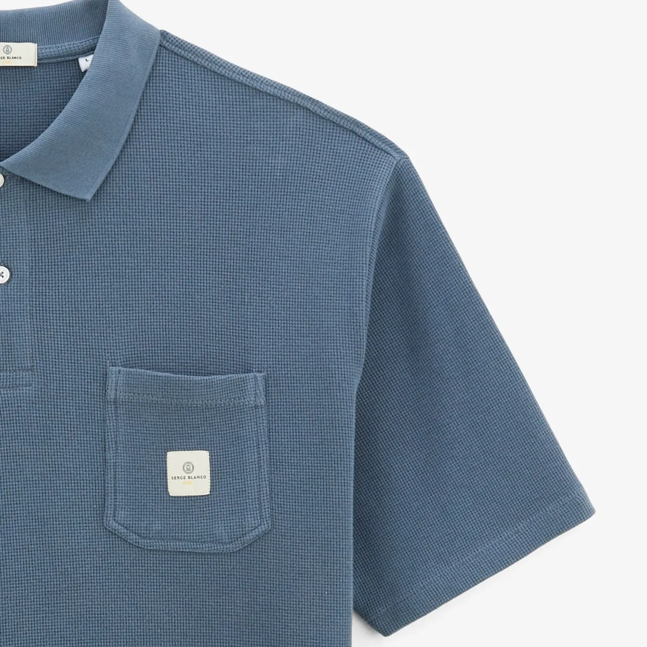 Ligne Play|Polos>SERGE BLANCO Polo Logan Gaufrette Denim Blue Men | dark navy
