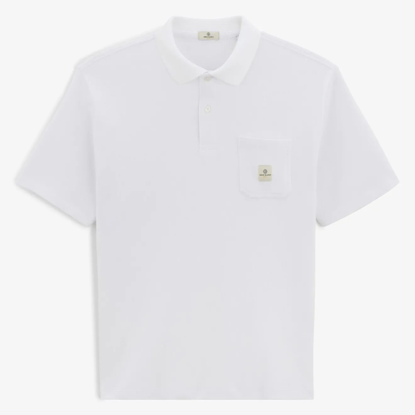 Ligne Play|Polos>SERGE BLANCO Polo Logan Gaufrette White Men | AMANDE