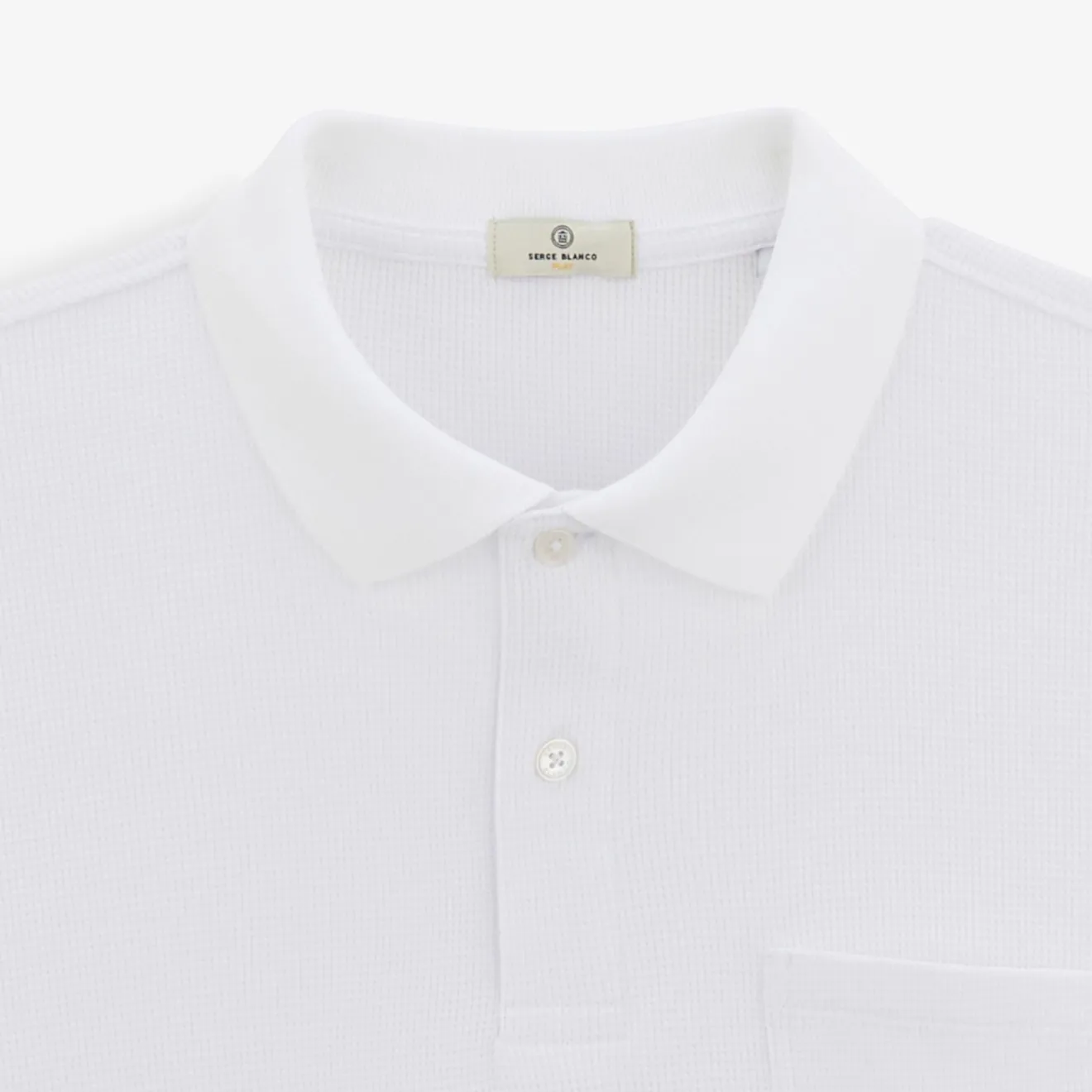Ligne Play|Polos>SERGE BLANCO Polo Logan Gaufrette White Men | AMANDE