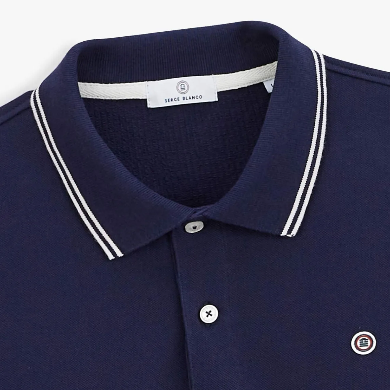 Polos>SERGE BLANCO Polo Lounes dark navy BLANC