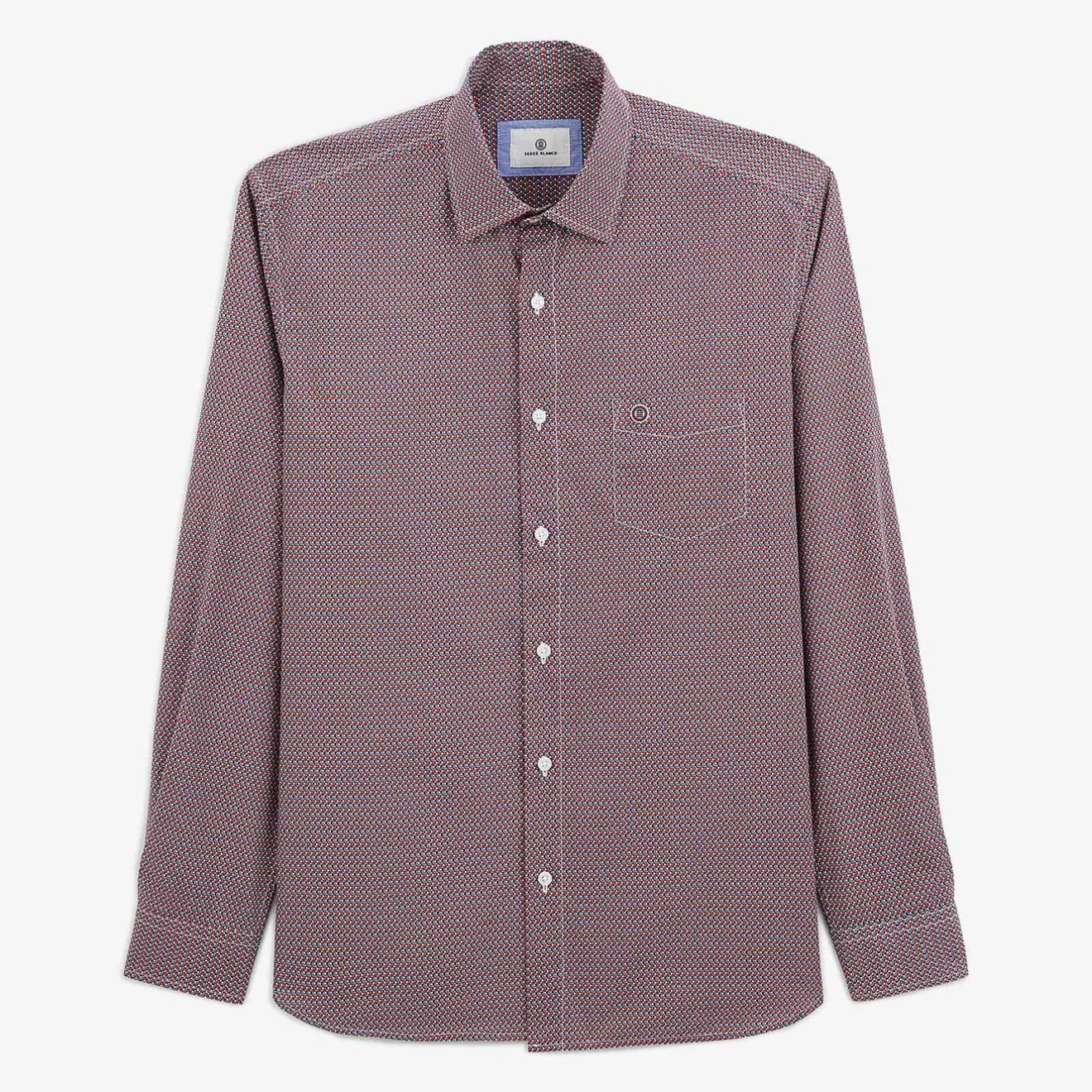 Chemises>SERGE BLANCO Red geometric print shirt SAUGE