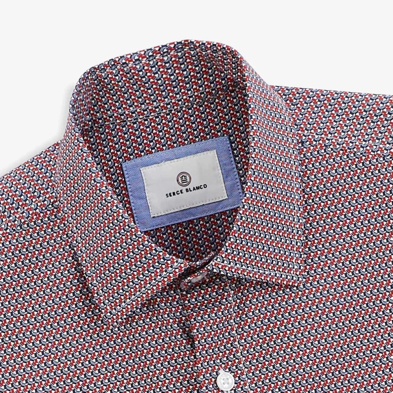 Chemises>SERGE BLANCO Red geometric print shirt SAUGE