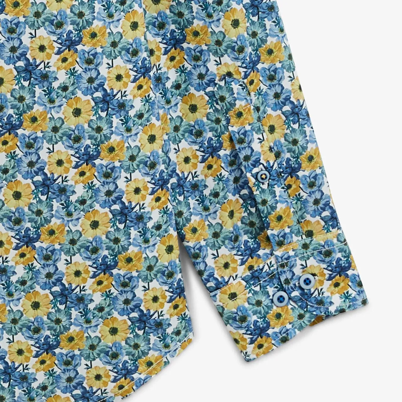 Chemises>SERGE BLANCO Regular aviator shirt with cornflower print BLEUNUIT