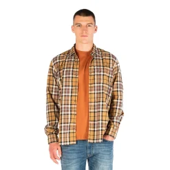 Chemises>SERGE BLANCO Regular brown checked shirt OLIVE