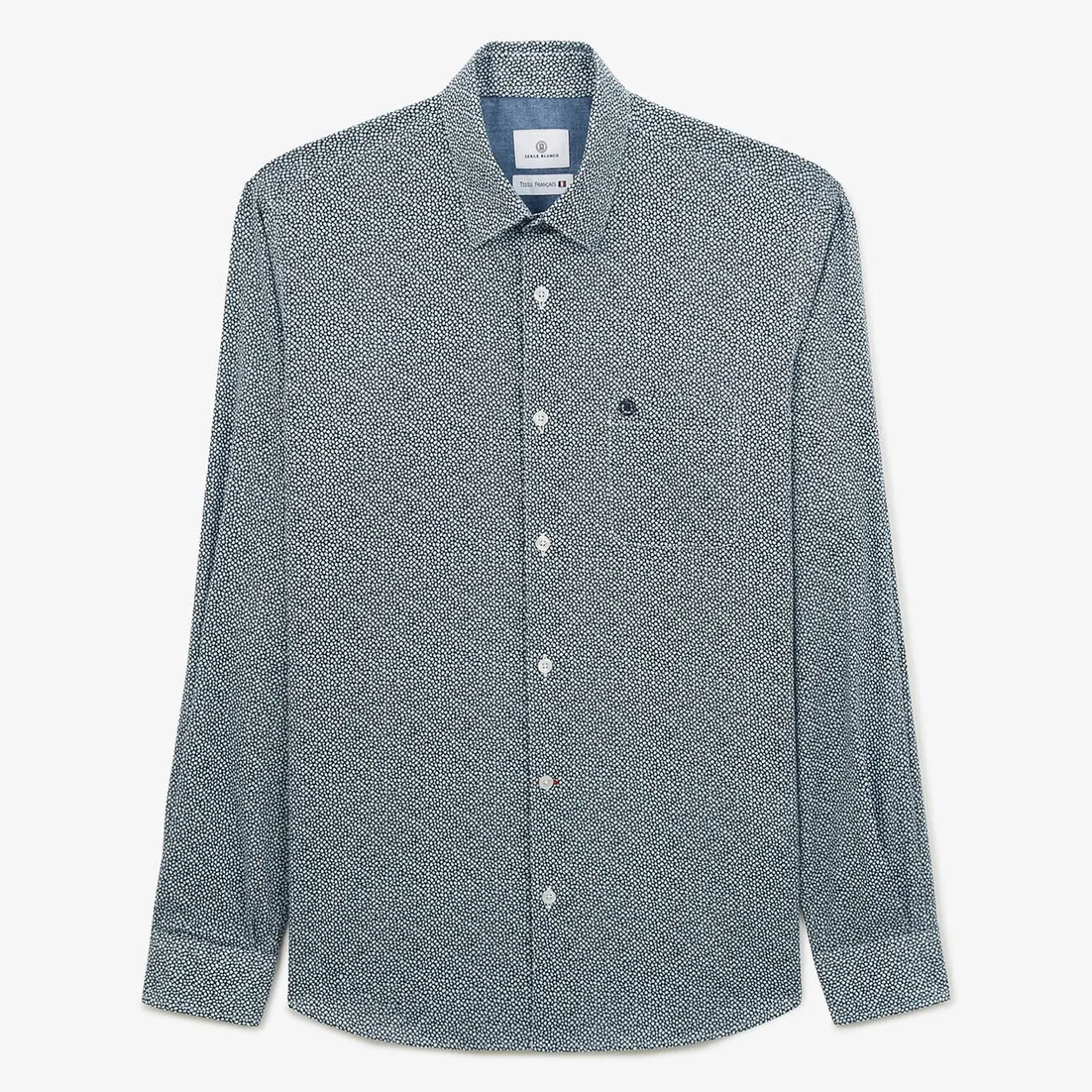 Chemises>SERGE BLANCO Regular midnight blue shirt with fancy print CHARBON