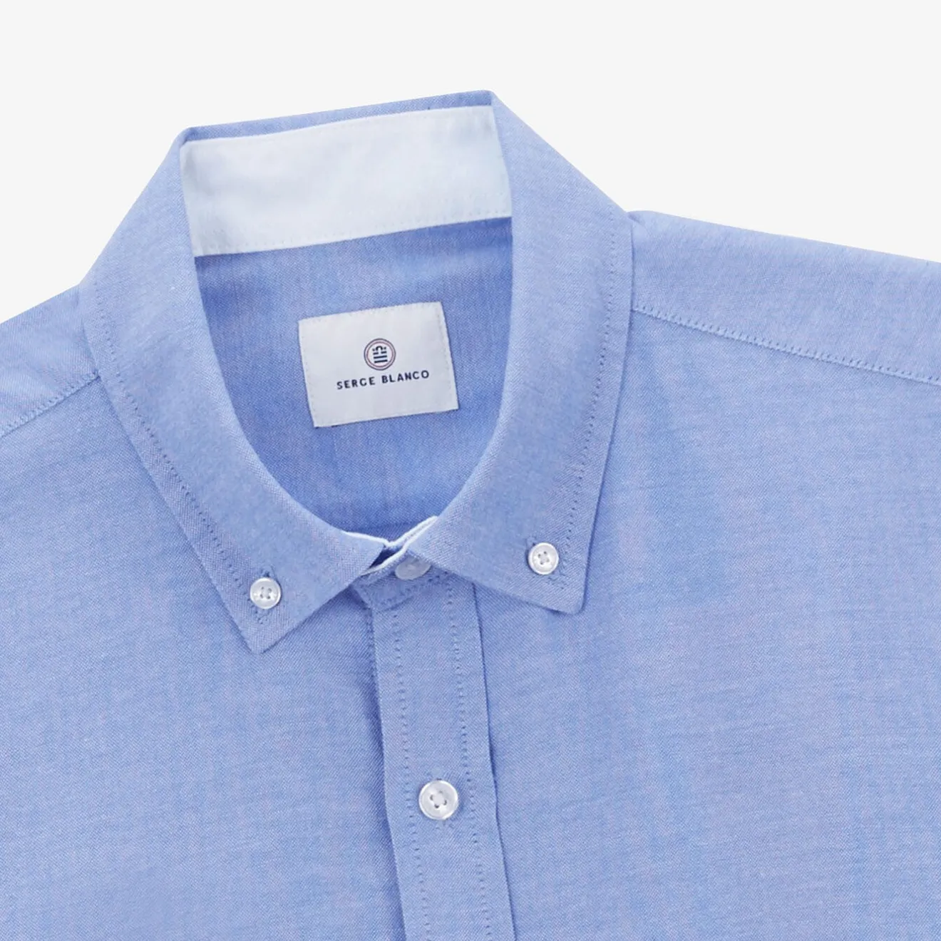 Chemises>SERGE BLANCO Regular Oxford sky shirt with braid CORAIL