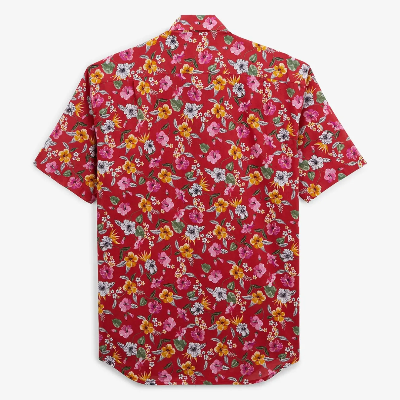 Chemises>SERGE BLANCO Regular red short-sleeved shirt with floral print dark navy