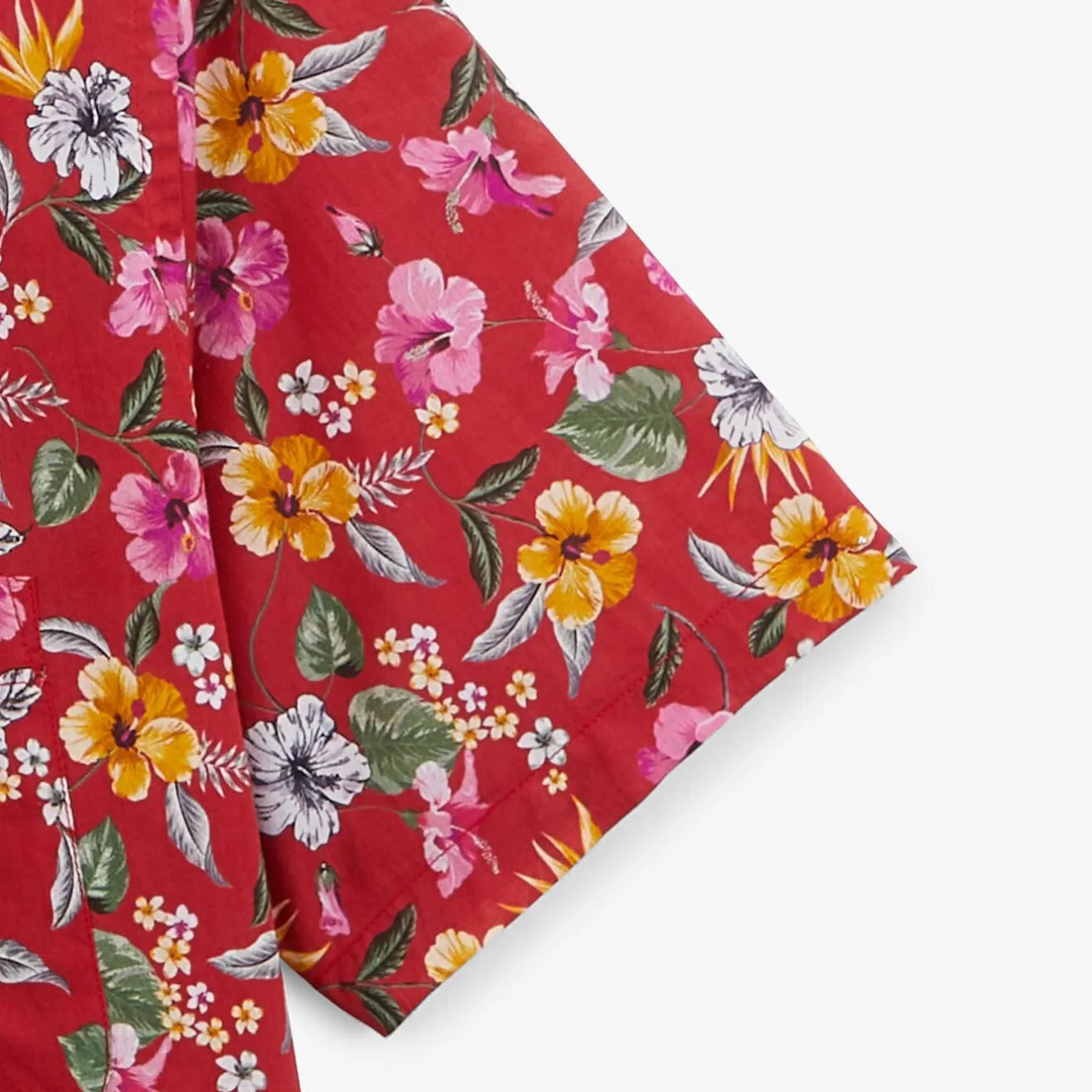 Chemises>SERGE BLANCO Regular red short-sleeved shirt with floral print dark navy