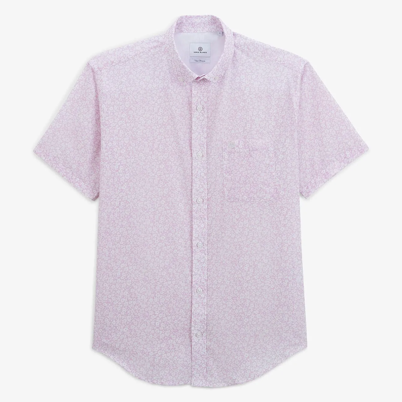 Chemises>SERGE BLANCO Regular short-sleeved pink floral print shirt ROSE