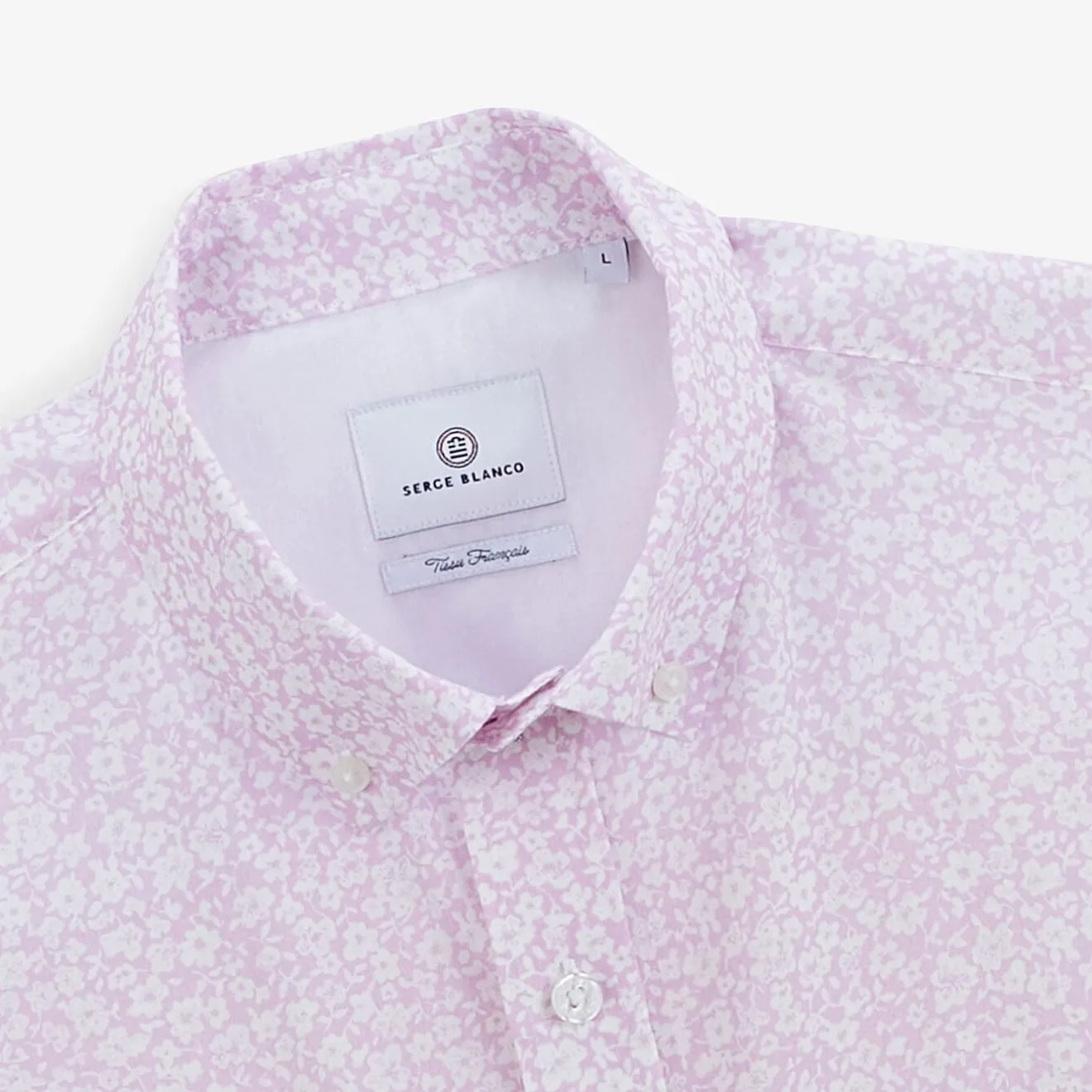 Chemises>SERGE BLANCO Regular short-sleeved pink floral print shirt ROSE