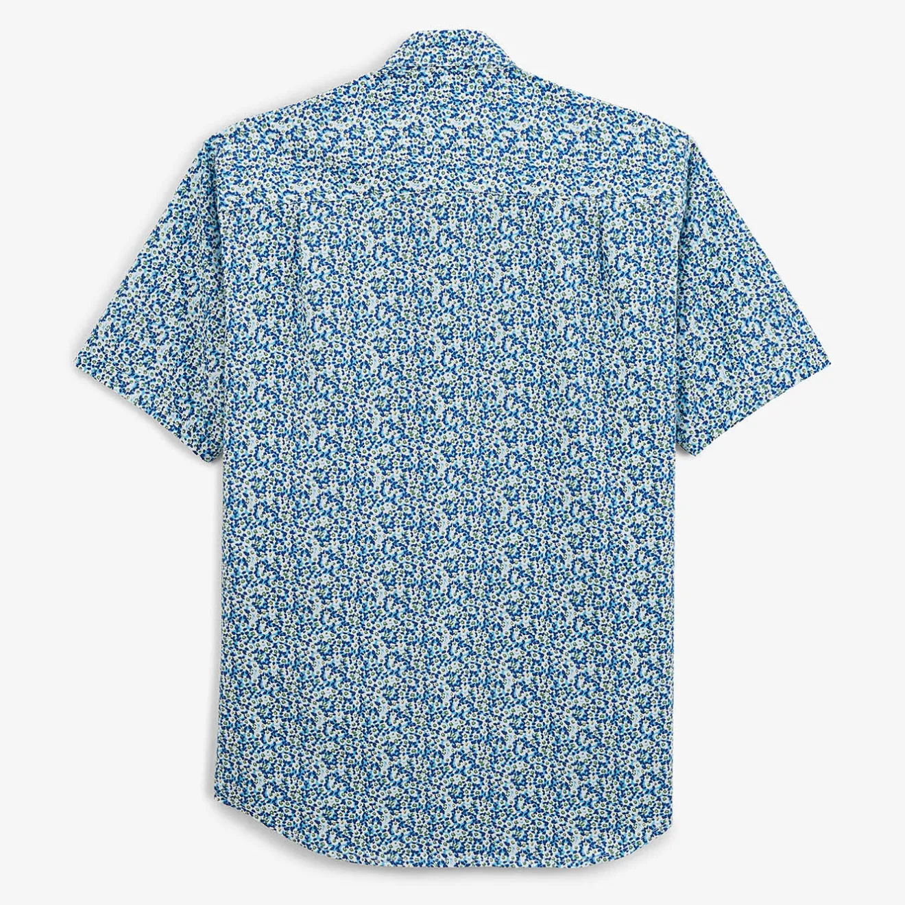 Chemises>SERGE BLANCO Regular short-sleeved shirt in azure with floral print dark navy