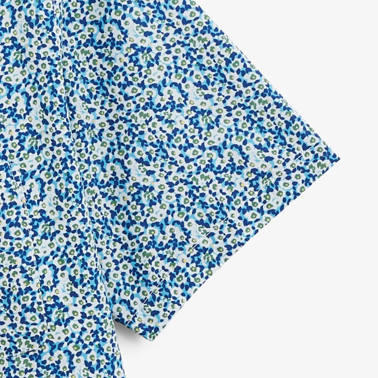 Chemises>SERGE BLANCO Regular short-sleeved shirt in azure with floral print dark navy