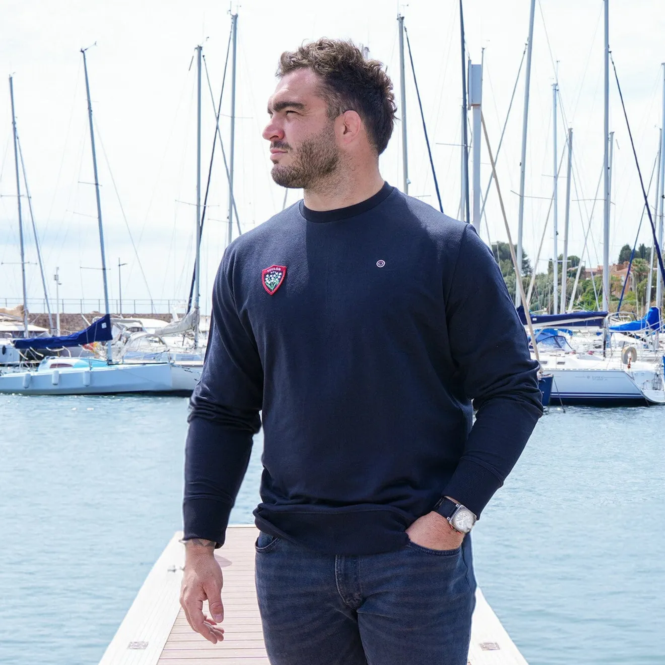 Rugby Club Toulonnais|Sweats>SERGE BLANCO Rugby Club Toulonnais black round neck sweatshirt NOIR