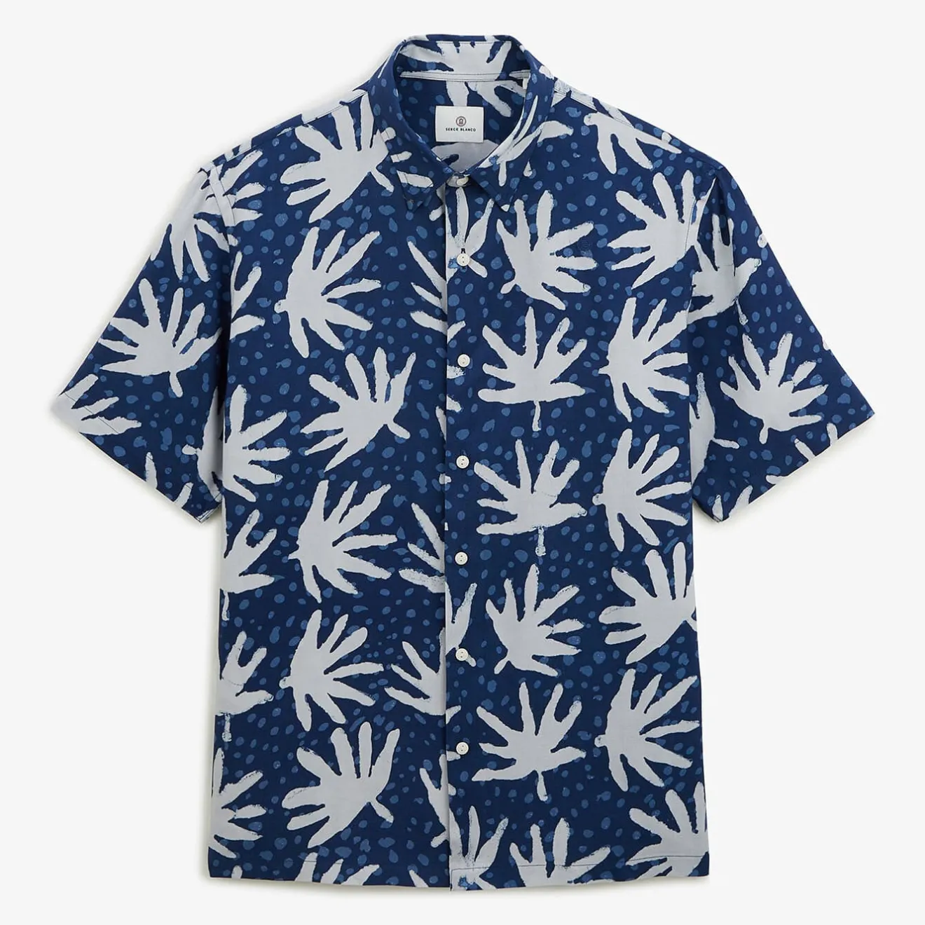 Chemises>SERGE BLANCO San indigo short sleeve shirt with fancy print SAPIN