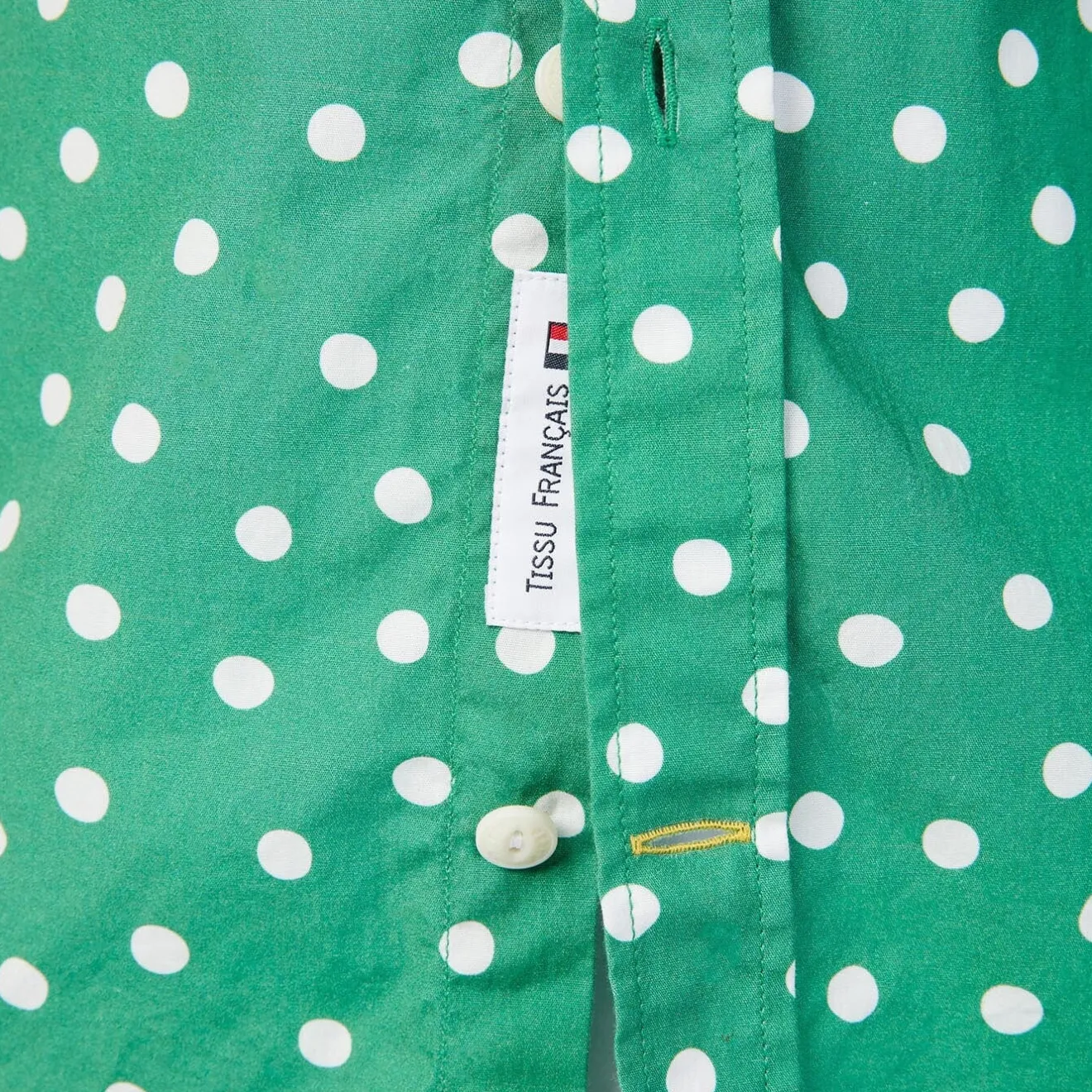 Chemises>SERGE BLANCO Short sleeved polka dot shirt in grass green dark navy