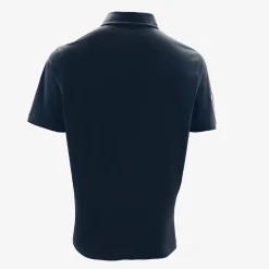 Polos>SERGE BLANCO Short-sleeved cotton polo shirt with 15 dark navy blue embroidery CIMENT