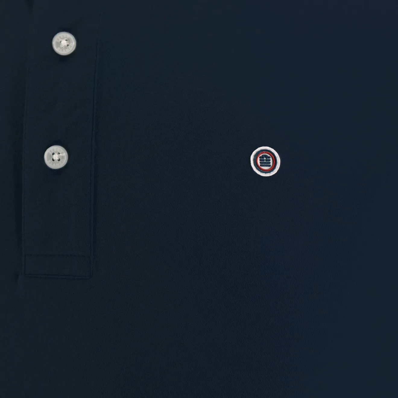 Polos>SERGE BLANCO Short-sleeved cotton polo shirt with 15 dark navy blue embroidery CIMENT