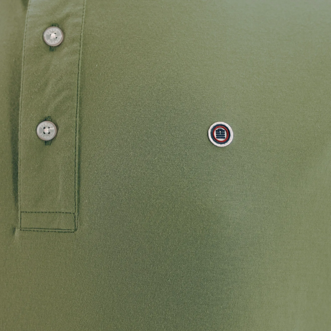 Polos>SERGE BLANCO Short-sleeved cotton polo shirt with 15 army green embroidery SAPIN