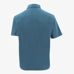 Polos>SERGE BLANCO Short-sleeved cotton polo shirt with blue SB embroidery NAVY