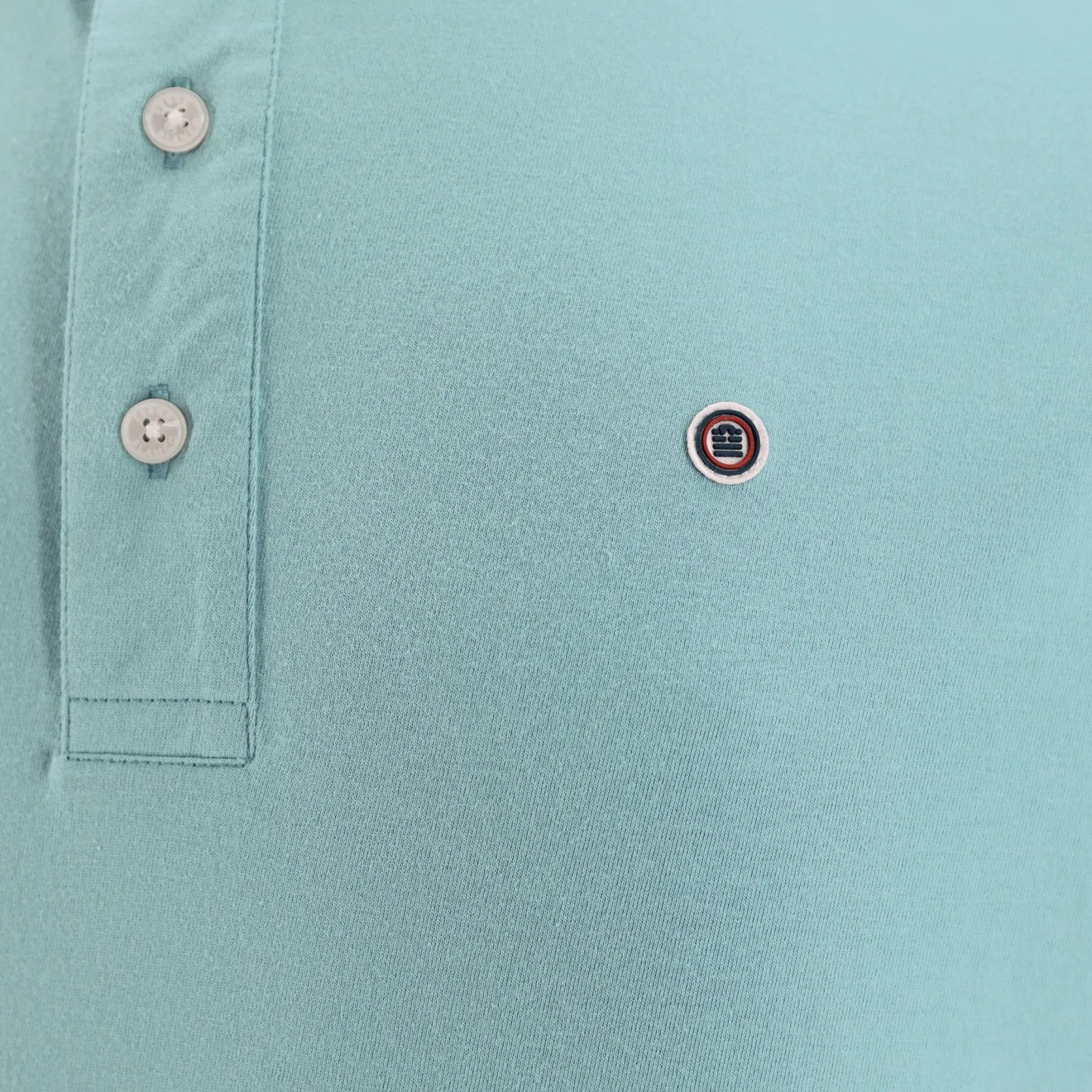 Polos>SERGE BLANCO Short-sleeved cotton polo shirt with 15 blue sugared almond embroidery BLEU