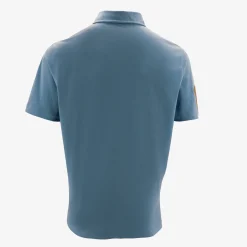 Polos>SERGE BLANCO Short-sleeved cotton polo shirt with 15 blue embroidery ARMY