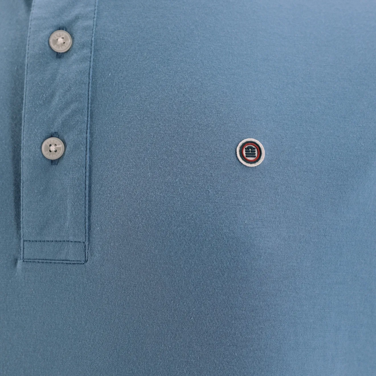 Polos>SERGE BLANCO Short-sleeved cotton polo shirt with 15 blue embroidery ARMY