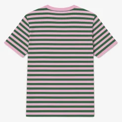 T-shirts>SERGE BLANCO Short-sleeved cotton t-shirt with fir green stripes MERLOT