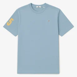 T-shirts>SERGE BLANCO Short-sleeved cotton T-shirt with 15 blue dragée print SAPIN