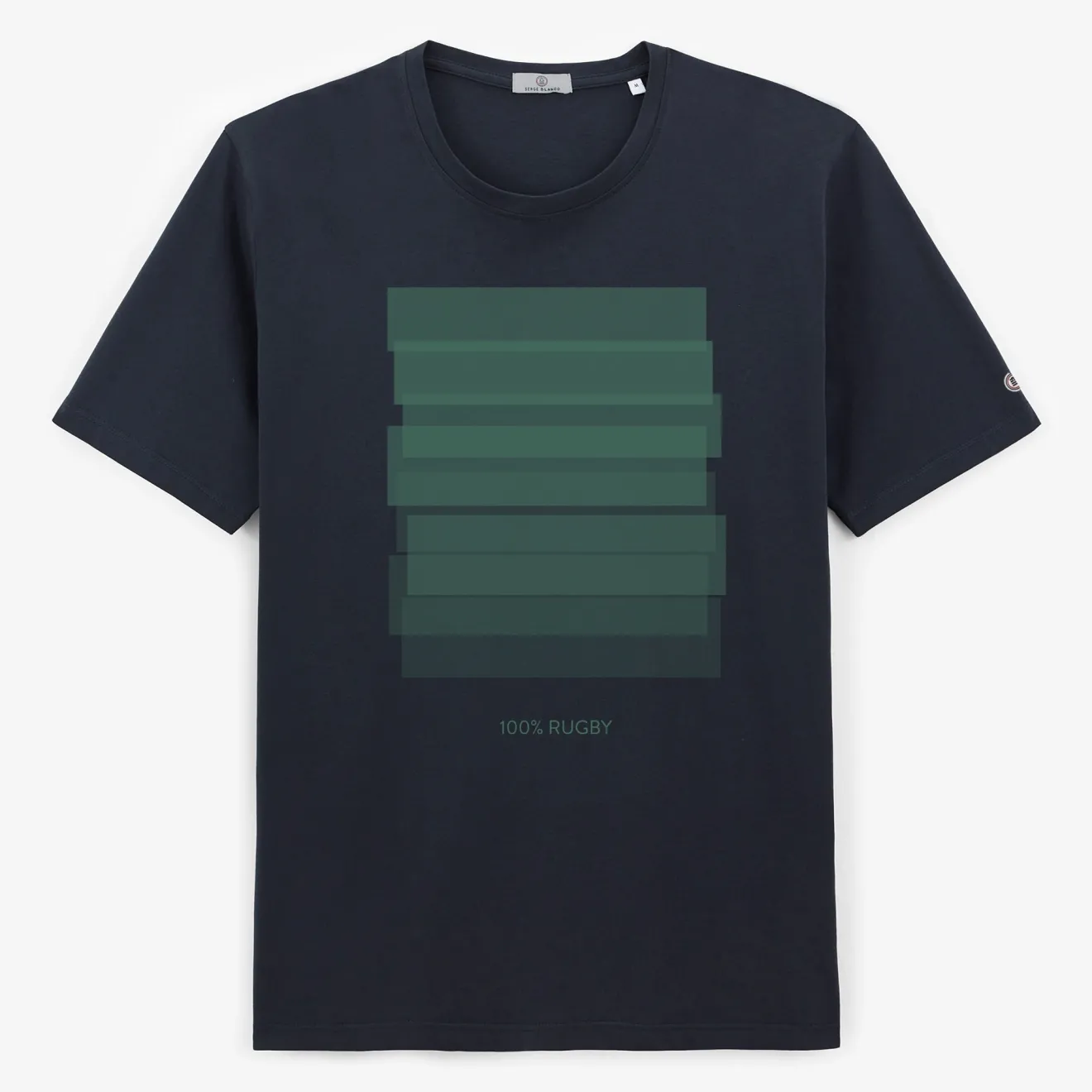 T-shirts>SERGE BLANCO Short-sleeved cotton T-shirt with navy blue print DARK NAVY
