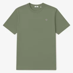 T-shirts>SERGE BLANCO Short-sleeved cotton T-shirt with SB print on the back on army green ROSE
