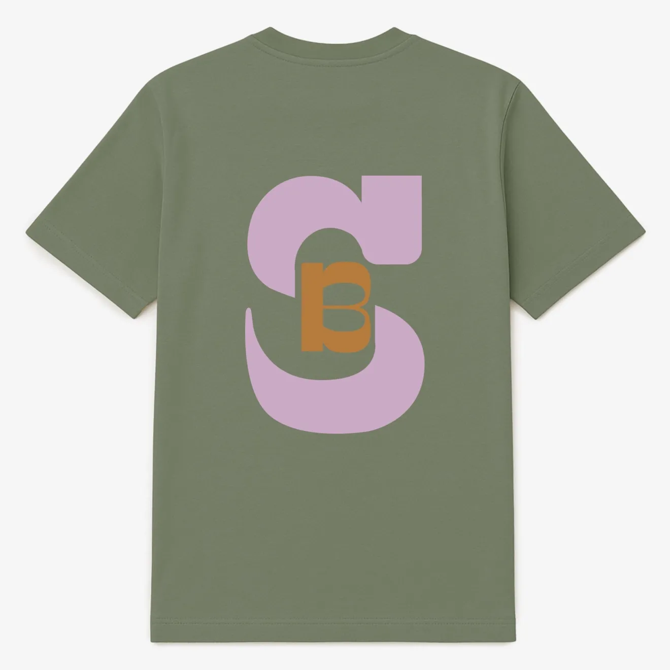 T-shirts>SERGE BLANCO Short-sleeved cotton T-shirt with SB print on the back on army green ROSE