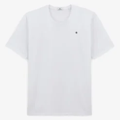 T-shirts>SERGE BLANCO Short-sleeved cotton T-shirt with SB print on white back ARMY