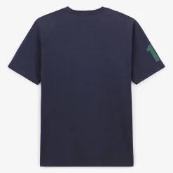 T-shirts>SERGE BLANCO Short-sleeved cotton T-shirt with 15 navy blue print DARKBLUE