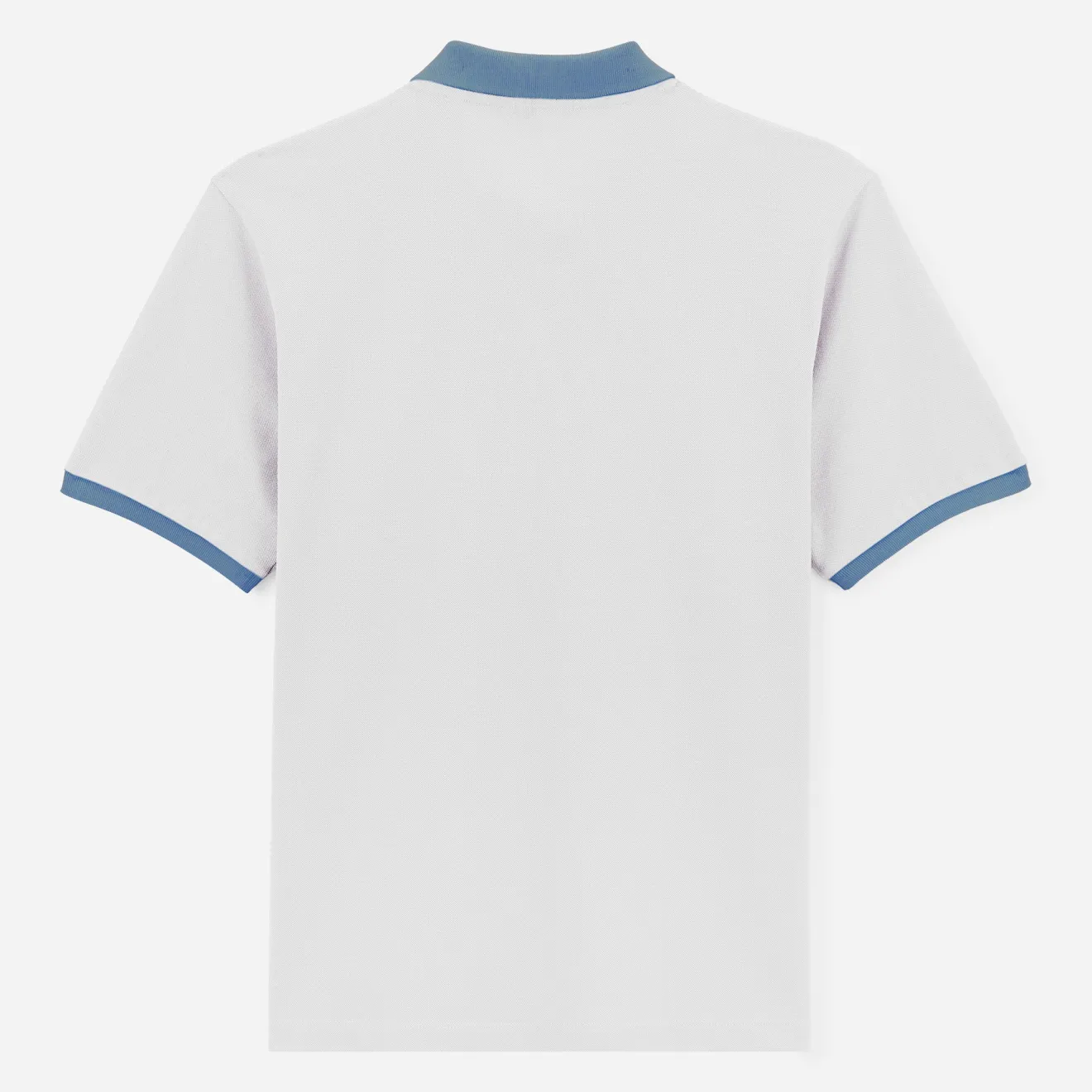 Polos>SERGE BLANCO Short-sleeved pique polo shirt in lily cotton with blue collar dark navy
