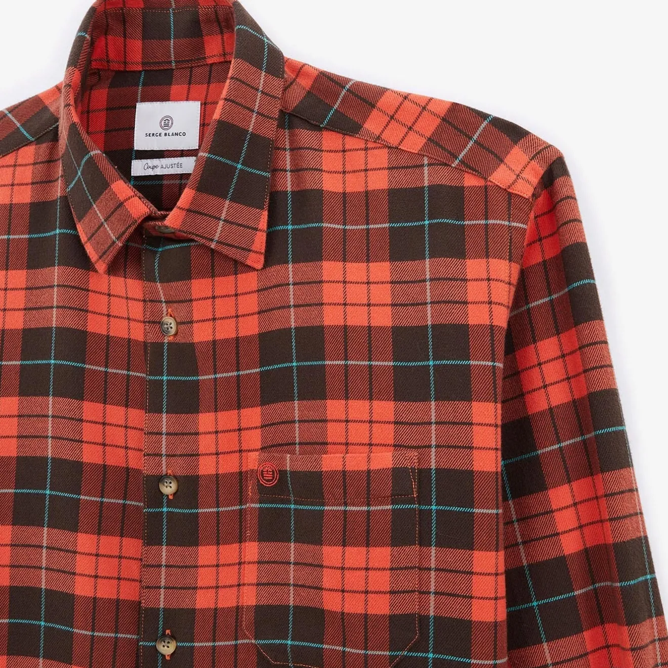 Chemises>SERGE BLANCO Siena long sleeve cotton plaid shirt dark navy
