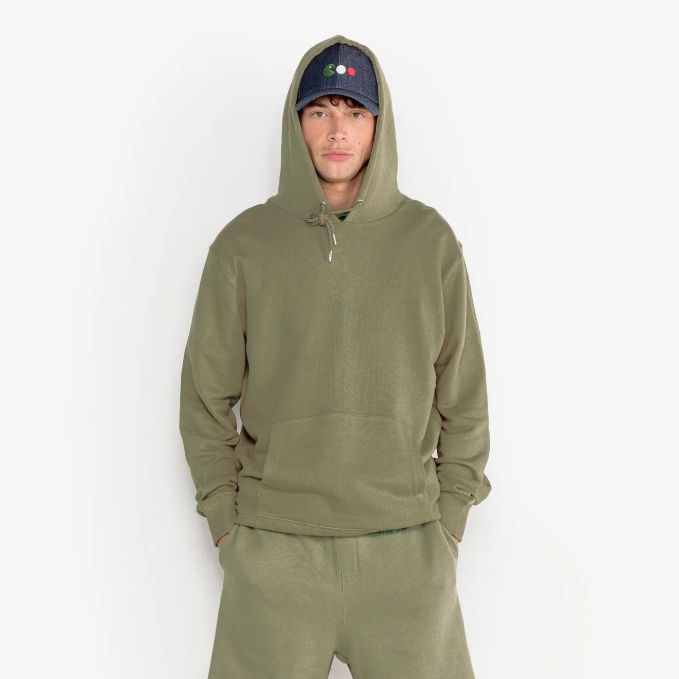 Sweats|Le Sportif>SERGE BLANCO Silas Teak Green Hoodie CIEL