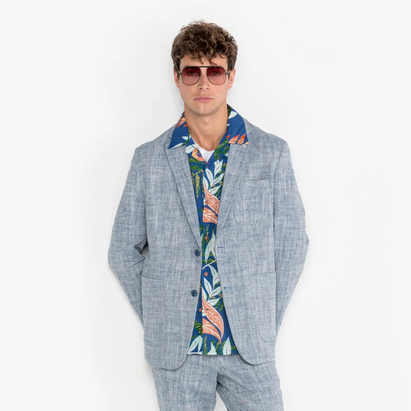 Blazers|L'élégant>SERGE BLANCO Simonni cloud blue linen blend blazer jacket TECK
