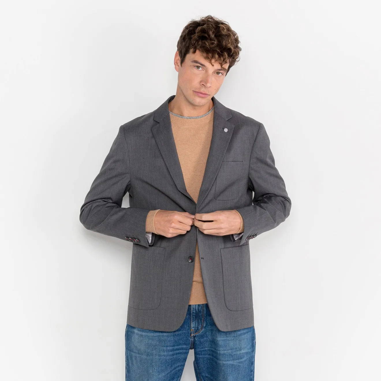 Blazers|L'élégant>SERGE BLANCO Simonni grey marl blazer jacket DARK NAVY