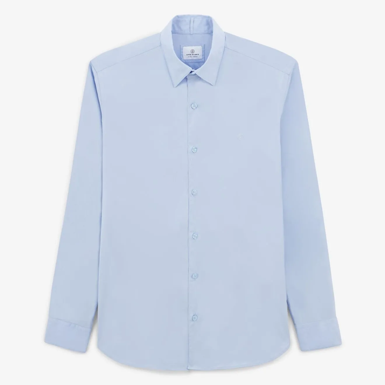 Chemises>SERGE BLANCO Sky blue plain long sleeve shirt MARINE