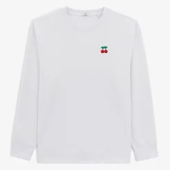 Crazy Logo|Sweats>SERGE BLANCO Stan white cherry embroidery sweatshirt ARDOISE
