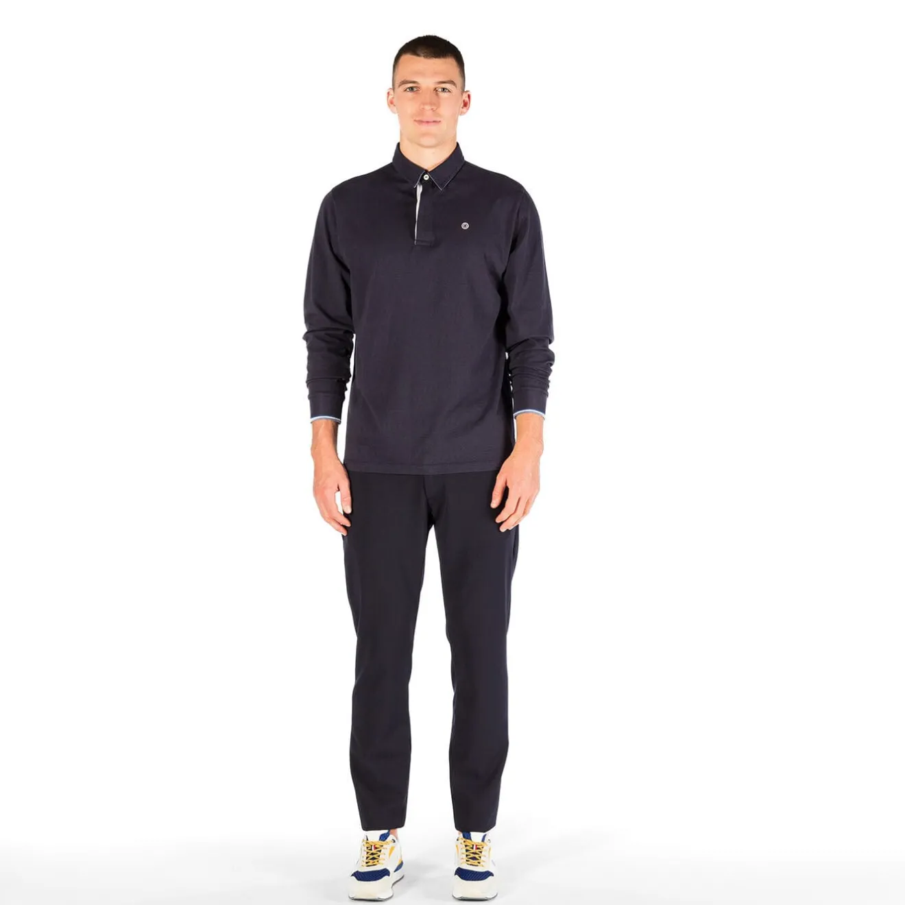 Pantalons>SERGE BLANCO Stretch pants with dark blue elastic waist NOIR