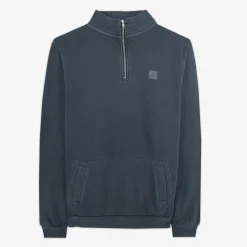 Sweats>SERGE BLANCO Sylvain sweatshirt with zipped collar, dark navy NOIR