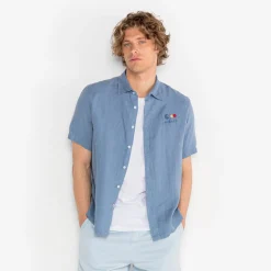 T-shirts|Tel Père, Tel Fils>SERGE BLANCO Theo White Cotton T-shirt for Men | DARK NAVY