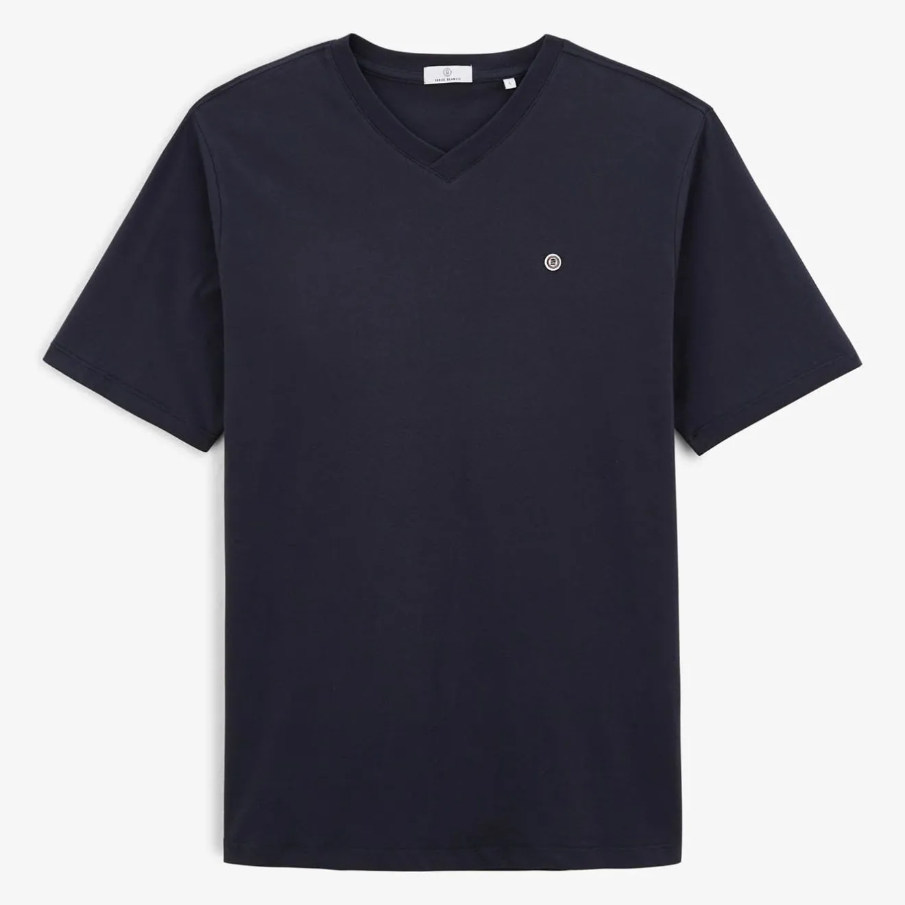 T-shirts>SERGE BLANCO Thibault V-neck T-shirt Dark Navy Men | BLANC