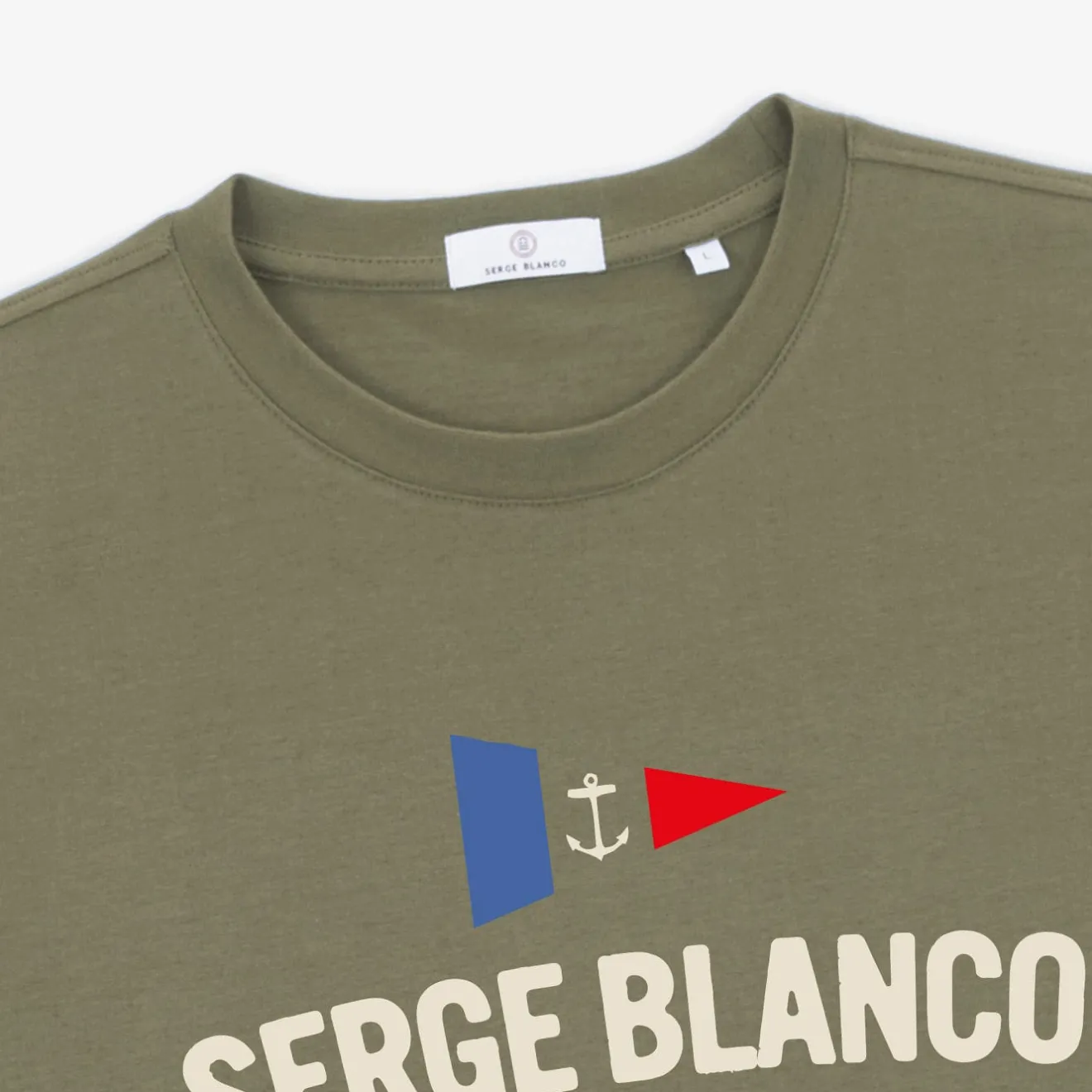 T-shirts>SERGE BLANCO Tigran Khaki Teak Round Neck T-shirt for Men | GRIS CHINÉ