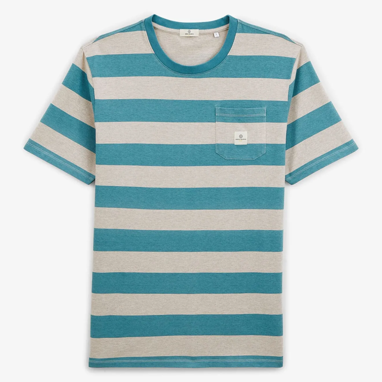 T-shirts>SERGE BLANCO Timothee duck blue striped t-shirt MERLOT