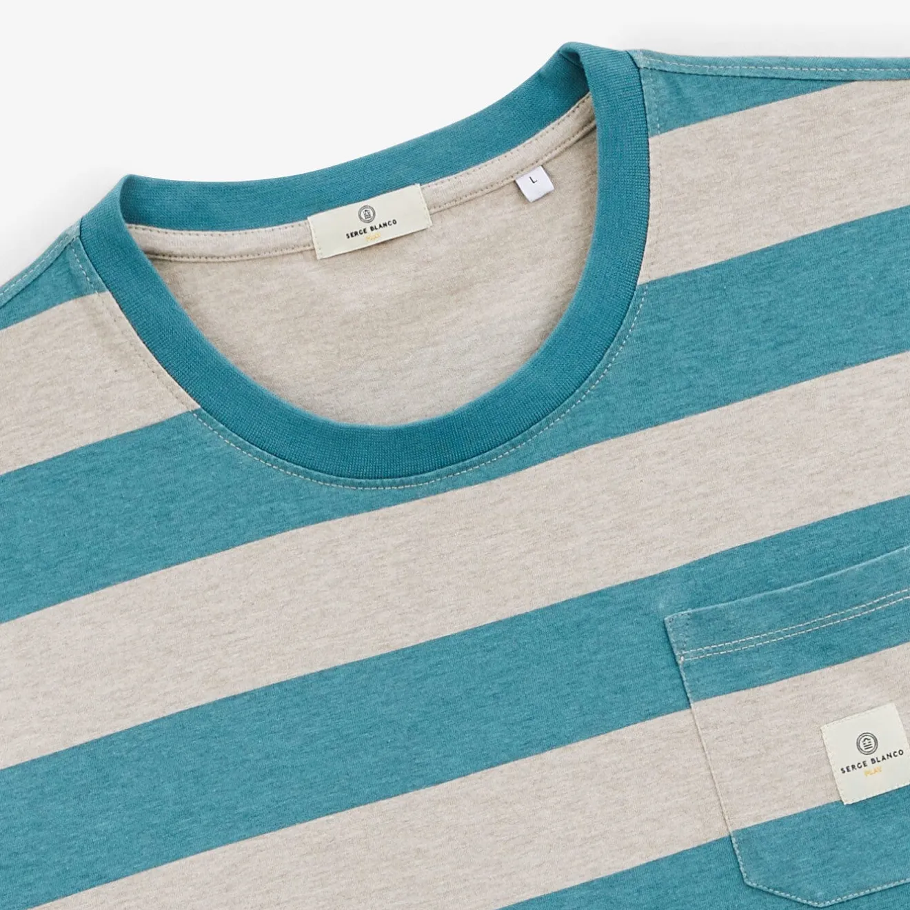 T-shirts>SERGE BLANCO Timothee duck blue striped t-shirt MERLOT